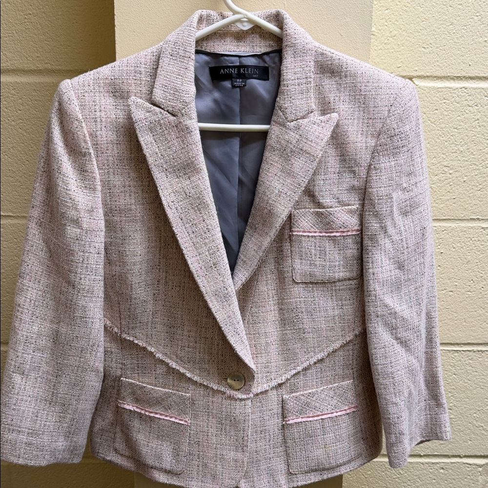 Anne Klein Women's Blazer in Light Pink Tweed